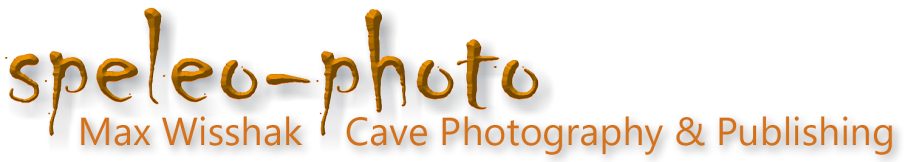 speleo-photo logo with text: Max Wisshak - Cave Photography and Publishing